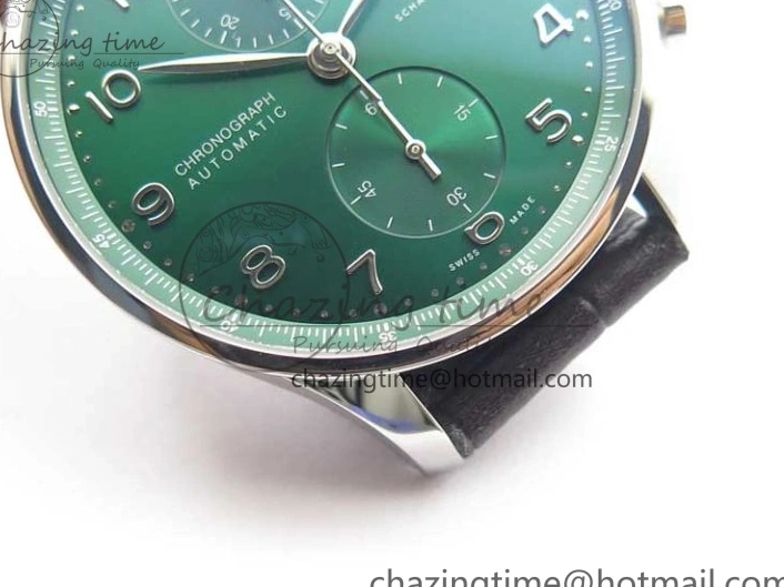 MIROTIME 0421 Elegant Portuguese IW371615 ZF 1:1 Best Edition SS Green Dial on Black Leather Strap A96355 V 7081